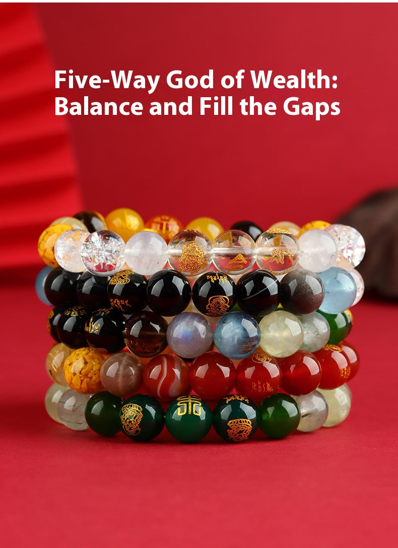 Five Elements Wealth Guardian Bracelet – Fire & Wood Energy Crystals (Red Agate & Green Aventurine), Daoist-Blessed for Explosive Growth & Creative Fortune