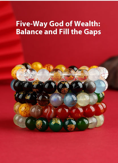 Five Elements Wealth Guardian Bracelet – Fire & Wood Energy Crystals (Red Agate & Green Aventurine), Daoist-Blessed for Explosive Growth & Creative Fortune